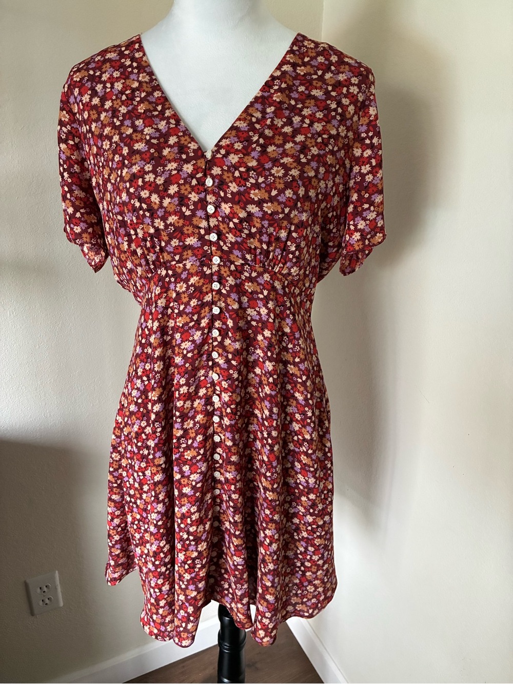 Madewell Red Floral Mini Dress